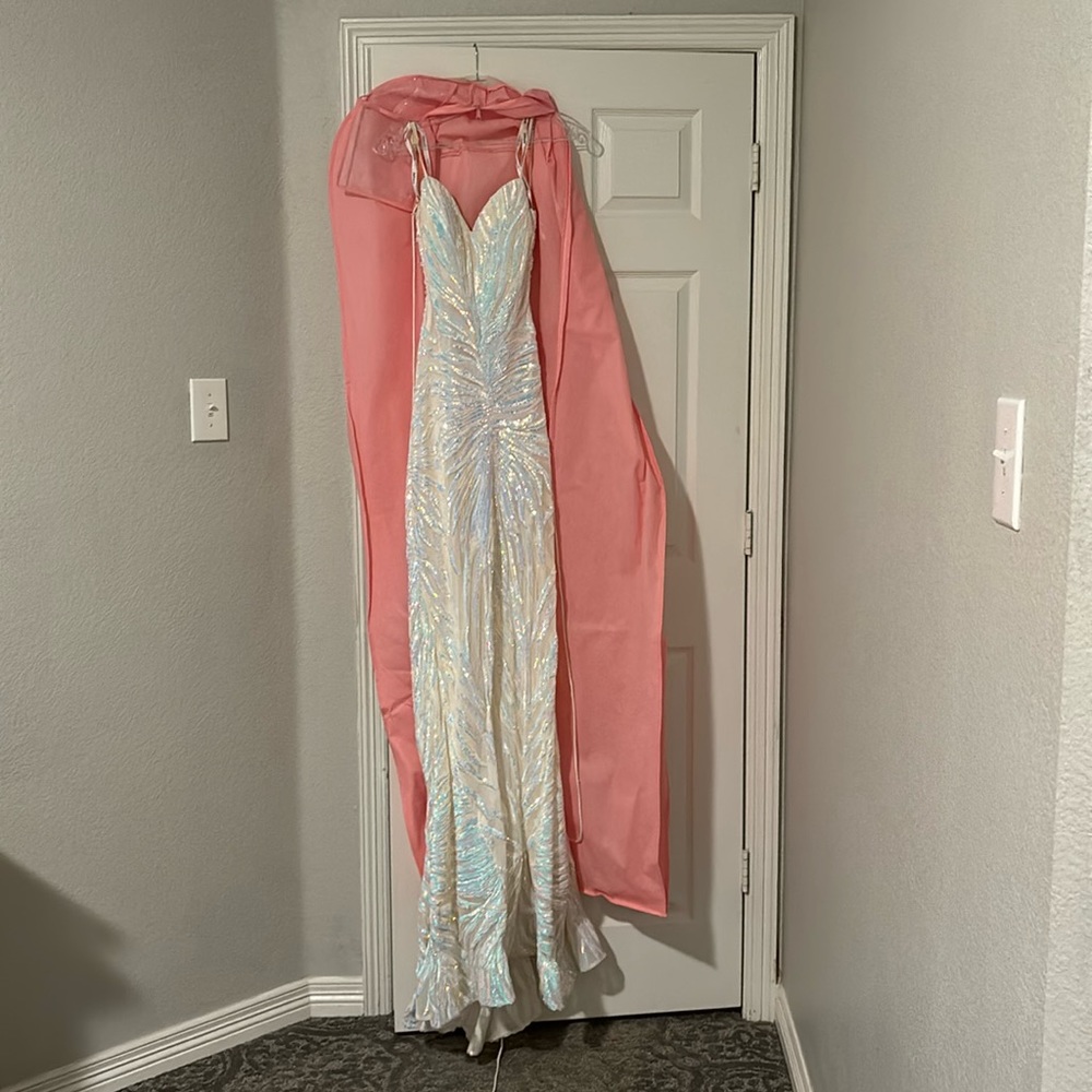 Jovani white, iridescent prom dress , size 2